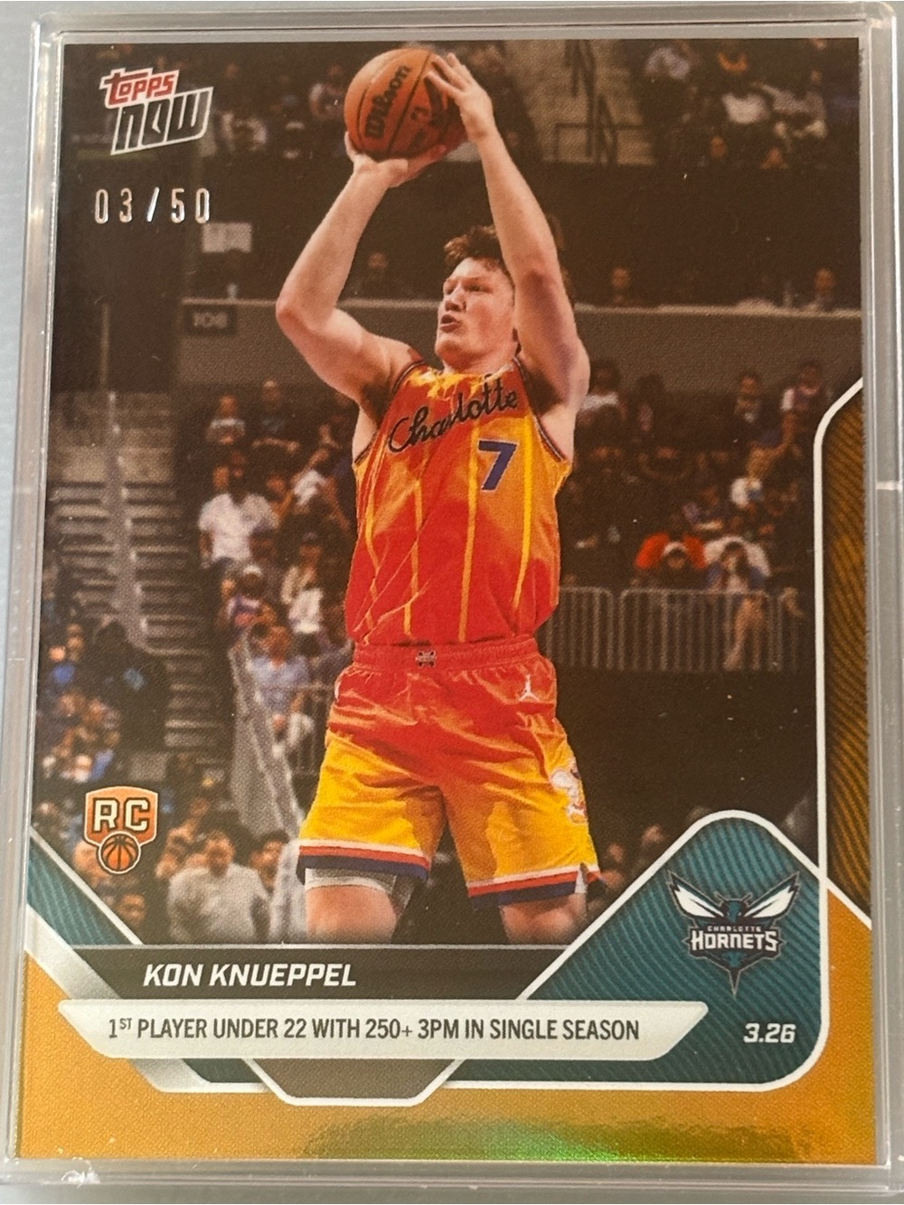 NEW Topps Now! 2026 Kon Knueppel Gold Foil 03/50 # 228